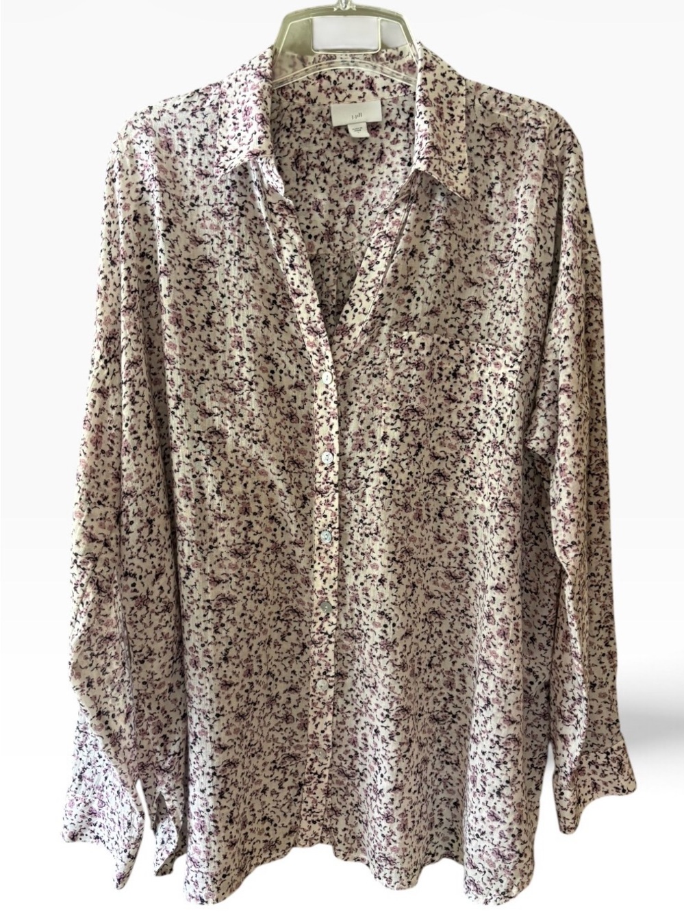 NWOT J. Jill Barley DF Lightweight Button-Up Shirt Size L 100% Cotton Super Soft